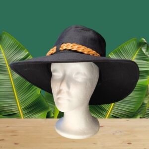 P.O.P. 100% Cotton Flat Top Wide Brim Boater Hat